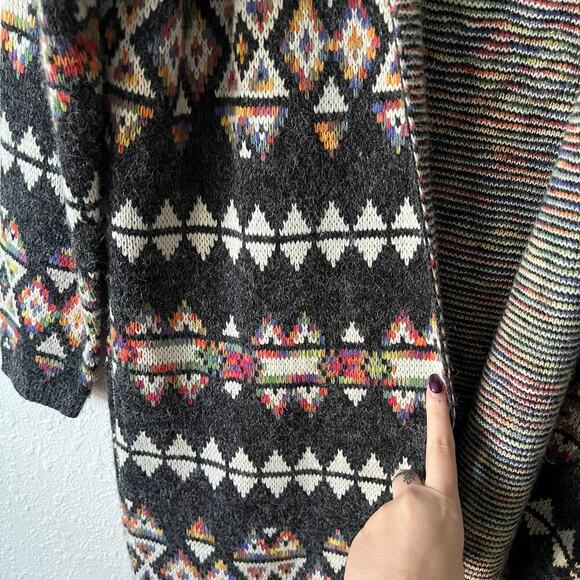 Aztec Southwest Indie Print Cardigan Sweater 3/4 Length Size Small - Picture 3 of 6